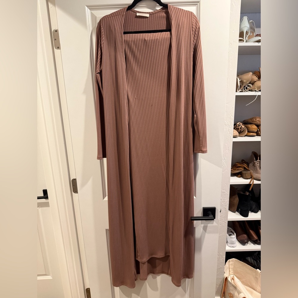 Long Ribbed Maxi Dress in Dusty Rose